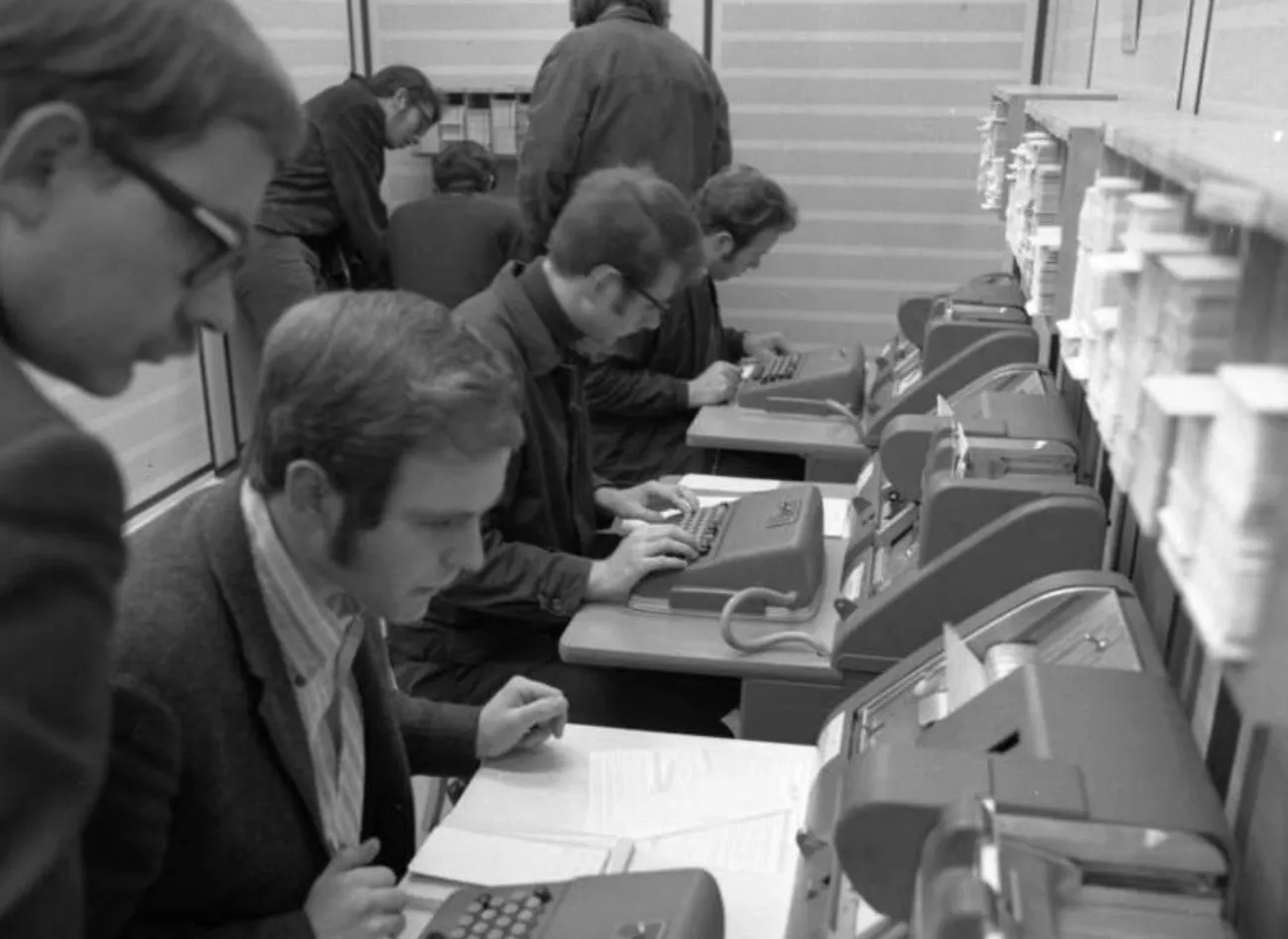 Punch-card terminal room, Rechenzentrum, Technische Hochschule Aachen, 1970s
